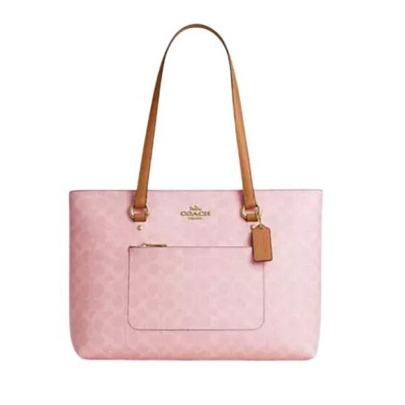 Coach Handbags - Coach Station Tote Signature Canvas Pink Vachetta Leather CEA21 Bag PRICE FIRM